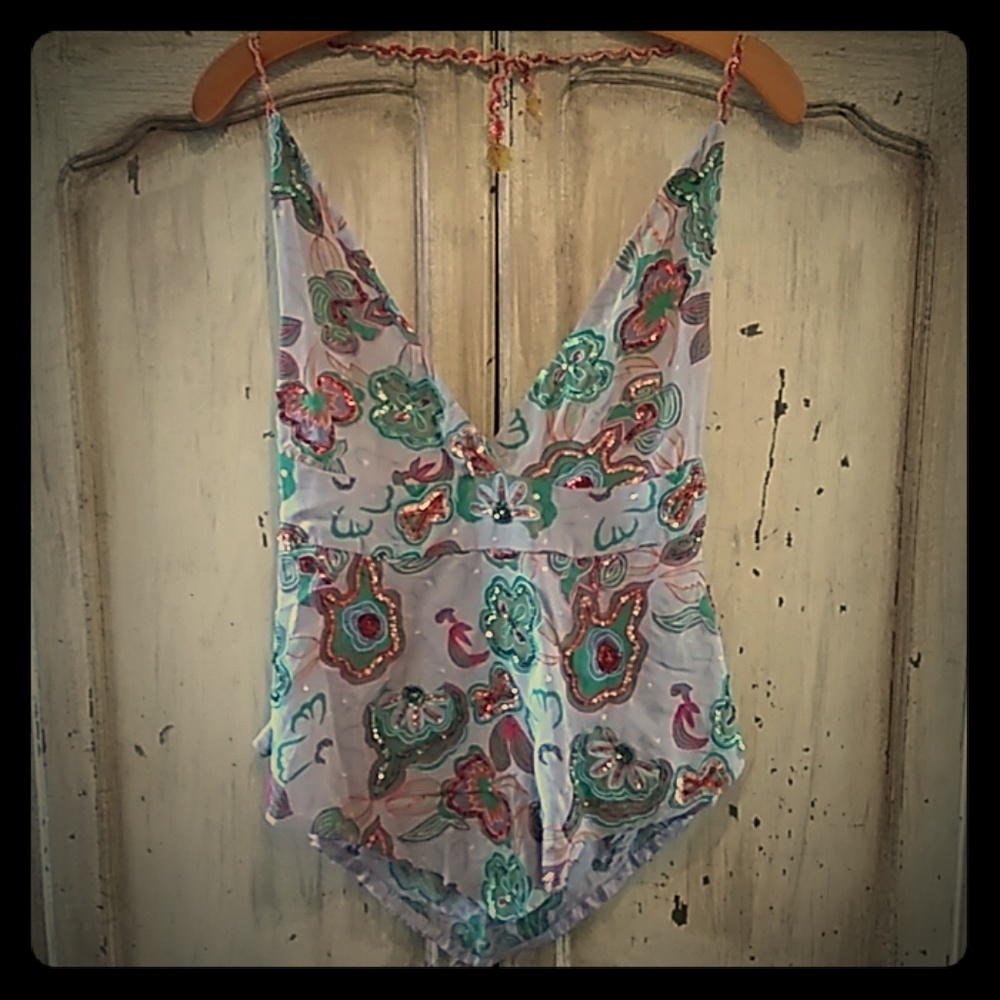 One of a kind handmade designer squins top